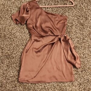 Elegant One-Shoulder Mauve Dress